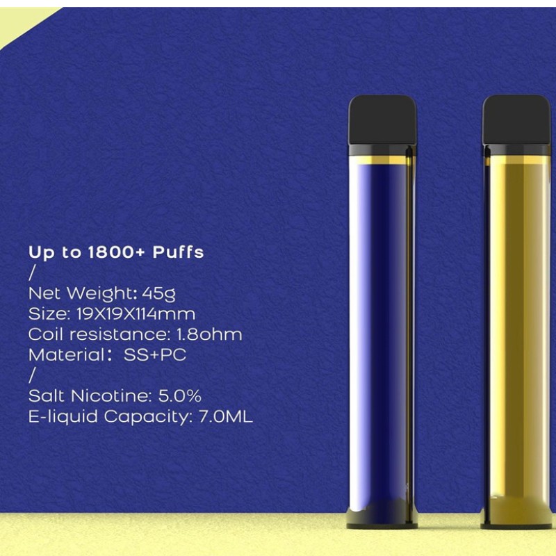 XXL Jednorazowe urządzenie POD Papierosy 1800 Puffs Pastycznienapełnione Vape Pen 7ml Cartridges 950mAh E-Papsyts